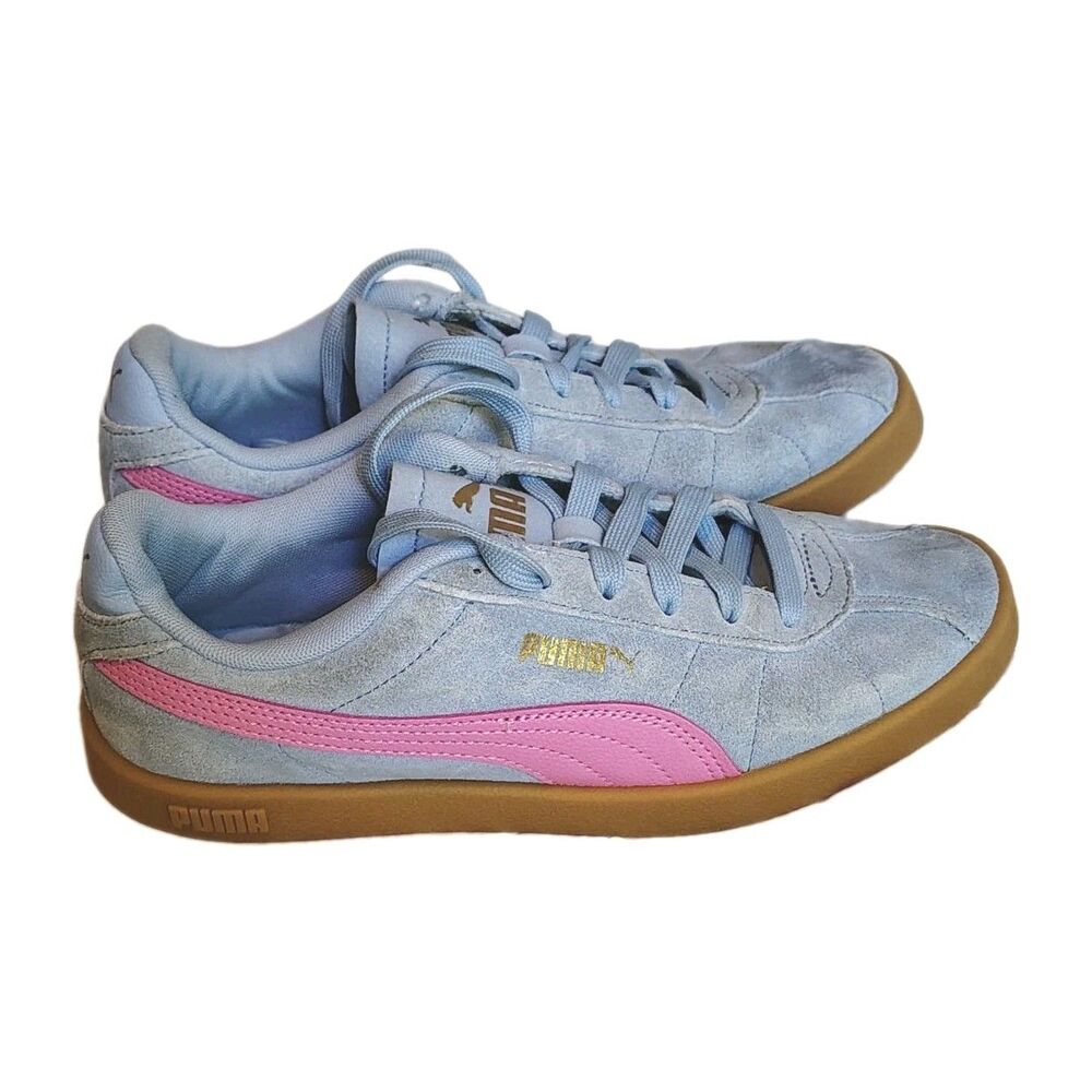 PUMA Club II Youth Suede Sneakers Haute Tropic Blue Pink Gold Gum Sole
